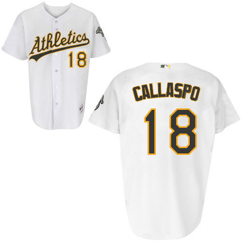 Alberto Callaspo #18 Youth Baseball Jersey-Oakland Athletics Authentic Home White Cool Base MLB Jersey